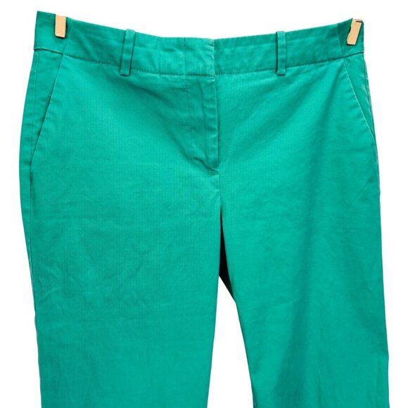 Talbots Womens Chelsea Cropped Pants Green Stretch Twill Straight Leg Petite 4P - Picture 4 of 12